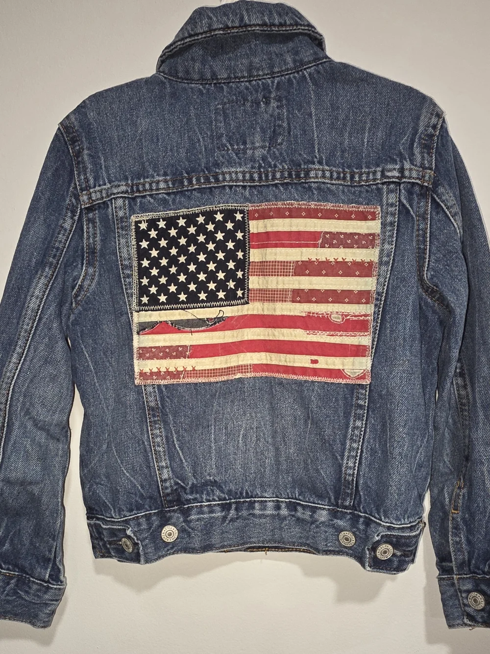 Polo by Ralph Lauren Trucker Denim Jacket with American Flag Patch